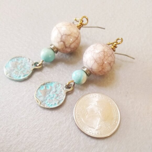 Bodacious Boho & Chunky - Lightweight Verdigris Patina Coin Dangle Earrings! - Picture 5 of 6